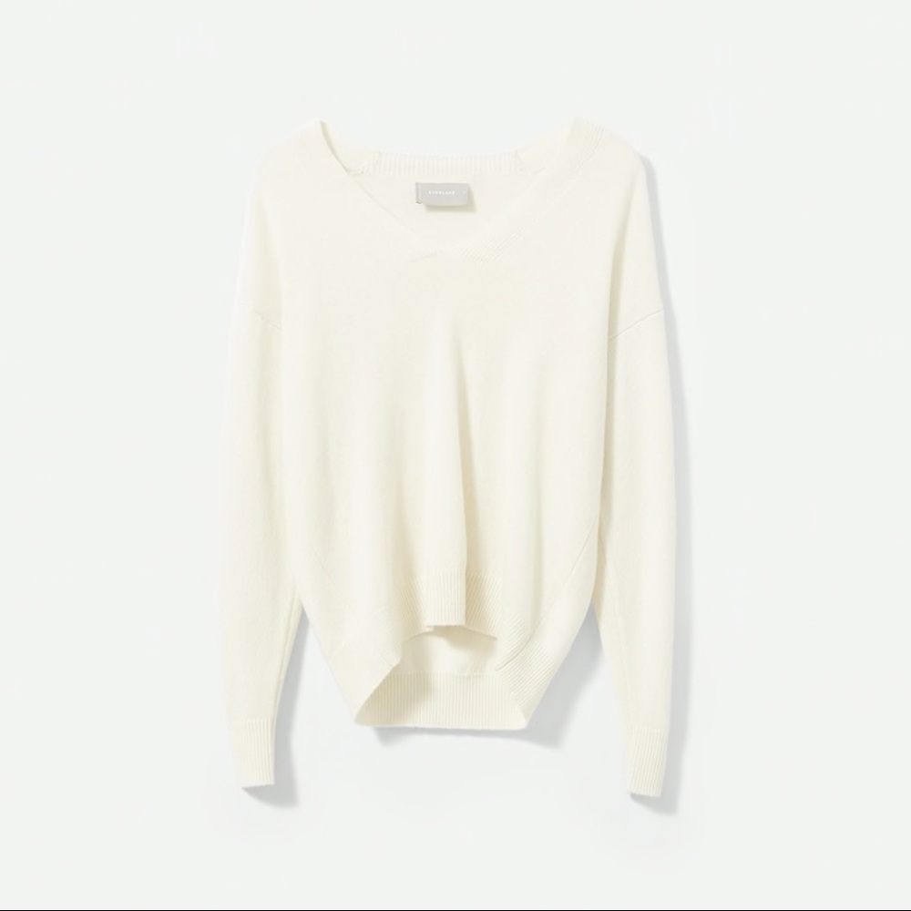 Everlane Ivory Cashmere Oversized V-Neck SzM
